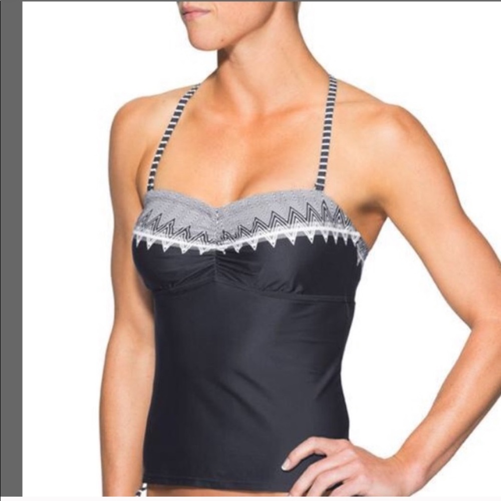 Athleta Black Tribal Racer Back Tankini Swimsuit